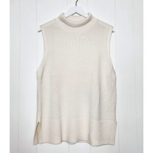 Babaton Aritzia Wool Cream Turtleneck Sleeveless Tank Sweater Vest Size Medium